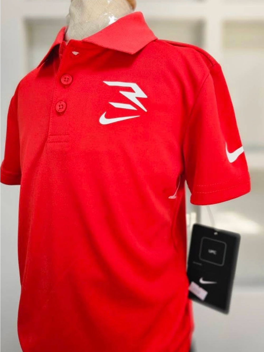 Nike Red Boys' Polo with White Swoosh and Logo